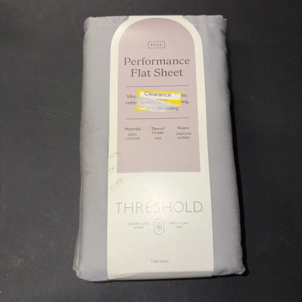Full 400 Thread Count Performance Flat Sheet Gray - Threshold: Cotton 28331